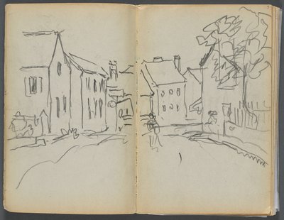 Sketchbook- The Granite Shore Hotel, Rockport, página 004  5: Escena de la calle de Maurice Prendergast
