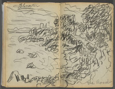 Sketchbook- The Granite Shore Hotel, Rockport, página 008  9: "Gloucester- The Road" de Maurice Prendergast