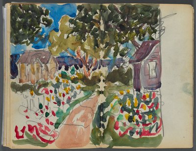 Sketchbook- The Granite Shore Hotel, Rockport, página 016 17: Casas y jardines de Maurice Prendergast