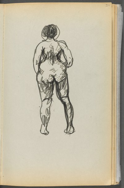 Sketchbook- The Granite Shore Hotel, Rockport, página 031: Desnudo femenino visto desde atrás de Maurice Prendergast