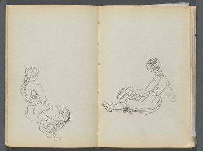 Sketchbook- The Granite Shore Hotel, Rockport, página 042 y 43: Dos figuras femeninas sentadas de Maurice Prendergast