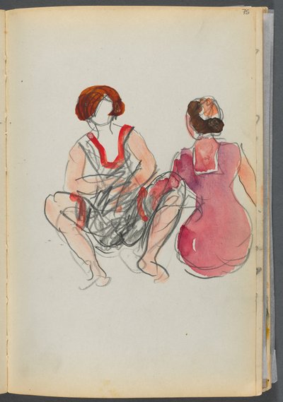 Libro de bocetos - The Granite Shore Hotel, Rockport, página 075: Bañistas sentadas de Maurice Prendergast