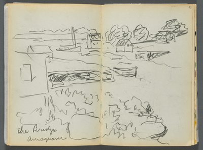 Sketchbook- The Granite Shore Hotel, Rockport, página 092 y 93: "The Bridge , Annisquam" de Maurice Prendergast