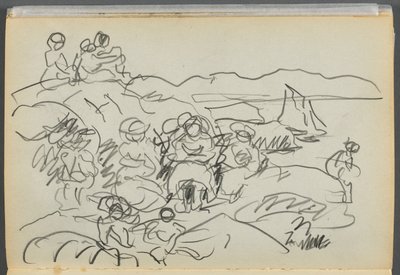 Libro de bocetos- The Granite Shore Hotel, Rockport, página 096: Picnickners de Maurice Prendergast