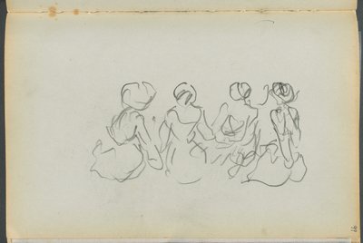 Libro de bocetos- The Granite Shore Hotel, Rockport, página 099: Figuras femeninas sentadas de Maurice Prendergast