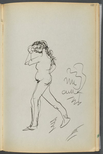 Libro de bocetos- The Granite Shore Hotel, Rockport, página 133: Desnudo caminando de Maurice Prendergast