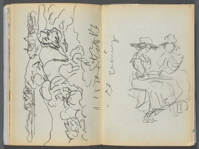 Sketchbook- The Granite Shore Hotel, Rockport, página 134 y 135: "Evening" (Atardecer) de Maurice Prendergast