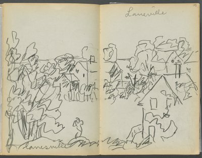 Sketchbook- The Granite Shore Hotel, Rockport, página 144 y 145: "Lanesville" de Maurice Prendergast