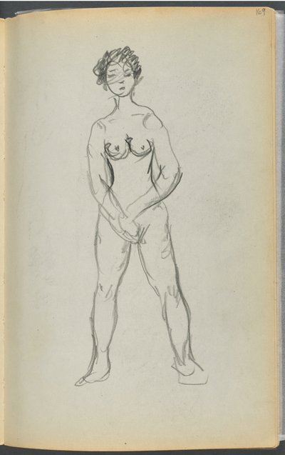 Libro de bocetos- The Granite Shore Hotel, Rockport, página 169: Desnudo femenino de Maurice Prendergast