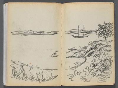 Libro de bocetos- The Granite Shore Hotel, Rockport, página 180 y 181: Línea de costa de Maurice Prendergast