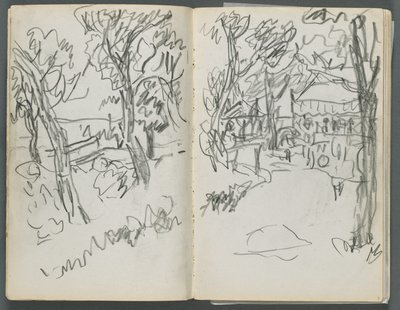 Cuaderno de bocetos, The Dells, N° 127, página 004 5: Paisaje de Maurice Prendergast