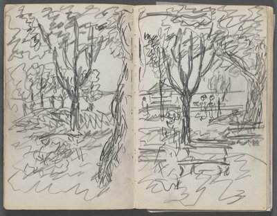 Cuaderno de bocetos, The Dells, N° 127, página 008  9: Paisaje de Maurice Prendergast