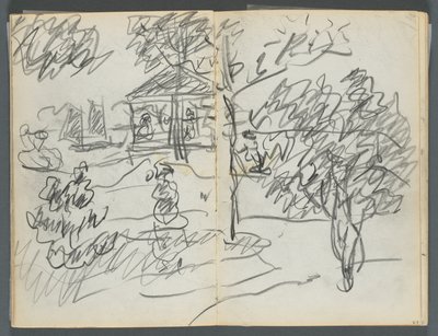 Cuaderno de bocetos, The Dells, N° 127, página 066  67: Paisaje de Maurice Prendergast