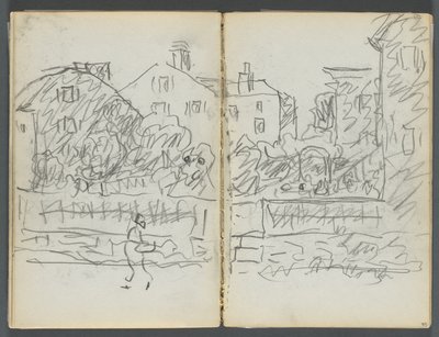 Cuaderno de bocetos, The Dells, N° 127, página 094 y 95: Village Street de Maurice Prendergast