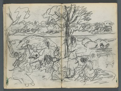 Cuaderno de bocetos, The Dells, N° 127, páginas 116 y 117: Figura en un paisaje de Maurice Prendergast