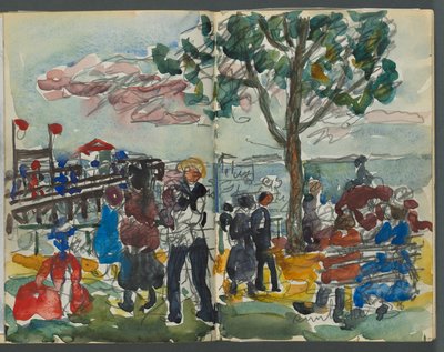 Cuaderno de bocetos, The Dells, N° 127, página 122 y 123: Figuras en una costa de Maurice Prendergast