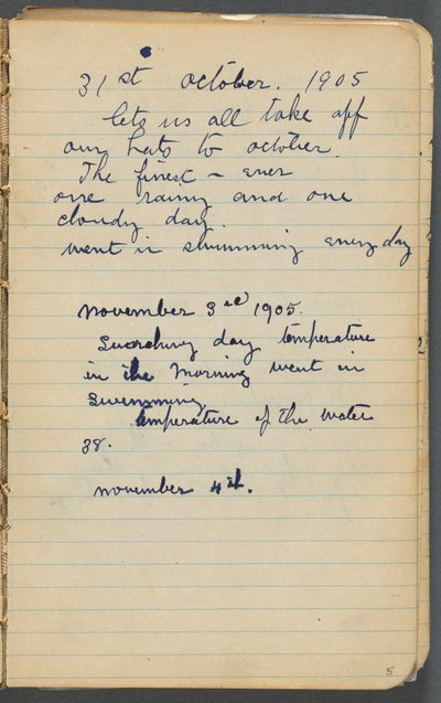 Cuaderno de bocetos, página 005: Notas de Maurice Prendergast