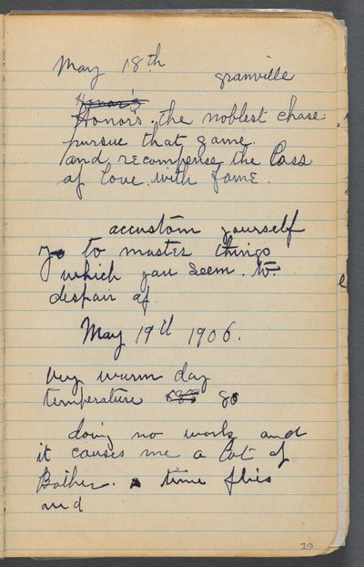 Cuaderno de bocetos, página 019: Notas de Maurice Prendergast