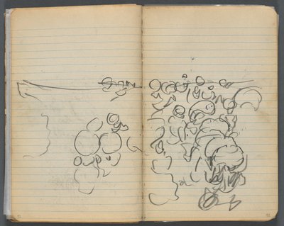 Cuaderno de bocetos, página 042 y 43: Vista de la playa de Maurice Prendergast