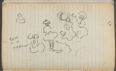Cuaderno de bocetos, página 076: Figuras con notas de Maurice Prendergast