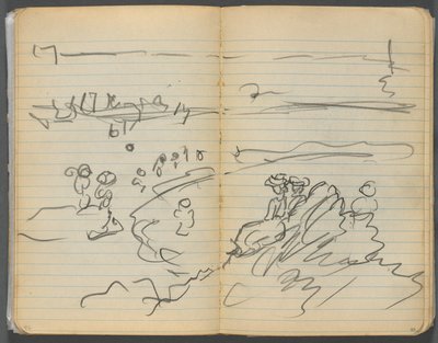 Cuaderno de bocetos, página 082 y 83: Vista de la playa de Maurice Prendergast