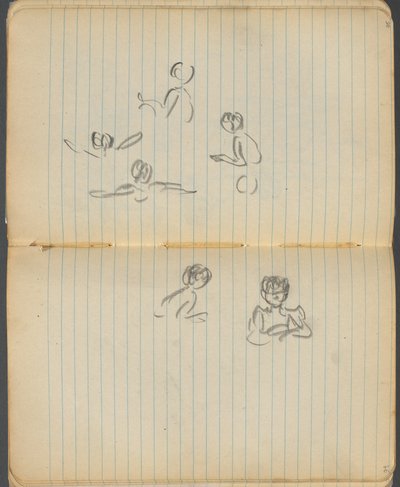 Cuaderno de bocetos, página 094 y 95: Figuras nadando de Maurice Prendergast