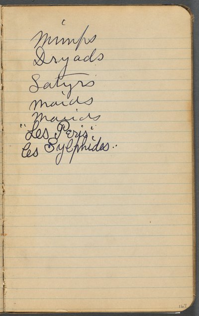 Cuaderno de bocetos, página 167: Notas de Maurice Prendergast
