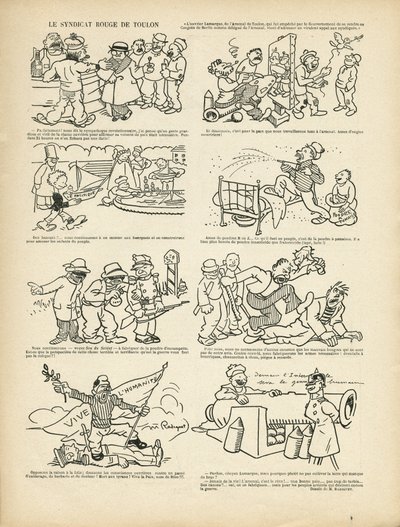Ilustración de Maurice Radiguet (1866-1941) en Le Rire, 21/12/12 - Le syndicrouge de Toulon - Sindicalismo, Toulon de Maurice Radiguet