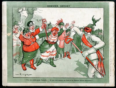 Ilustración de Maurice Radiguet (1866-1941) en Moda en Alemania, ca. 1915 - Último Esfuerzo - Guerra del 14-18, Alemania Prusia, Moda, Triple Alianza - Guillermo II de Maurice Radiguet