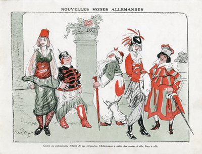 Ilustración de Maurice Radiguet (1866-1941) en Moda en Alemania, ca. 1915 - Nuevas Modas Alemanas - Guerra del 14-18, Alemania Prusia, Turquía, Moda, Triple Alianza - Mujeres de Maurice Radiguet