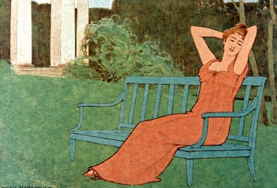 Mujer en un jardín de Maurice Realier Dumas