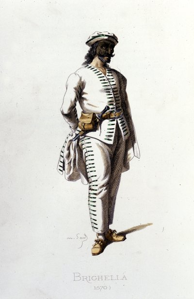 Personaje de Brighella en 1570. Maurice Sand “Máscaras y Bufones” París siglo XIX. (Maurice Sand era hijo de George Sand) de Maurice Sand