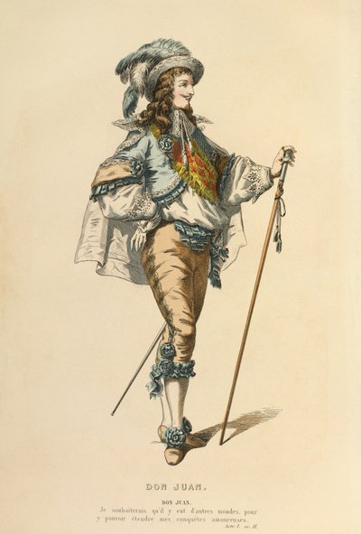 Traje para el papel de Don Juan, c.1868 (grabado) de Maurice Sand