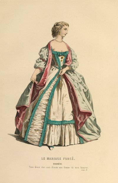 Traje para el papel de Dorimene, hacia 1868 (grabado) de Maurice Sand