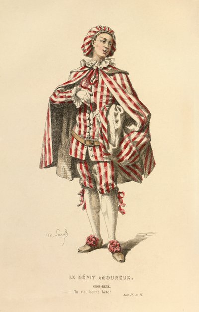 Traje para el papel de Gros - René, c.1868 (grabado) de Maurice Sand