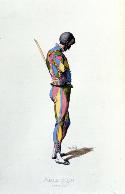 Arlequín en 1858. Maurice Sand “Máscaras y Bufones” París siglo XIX. de Maurice Sand