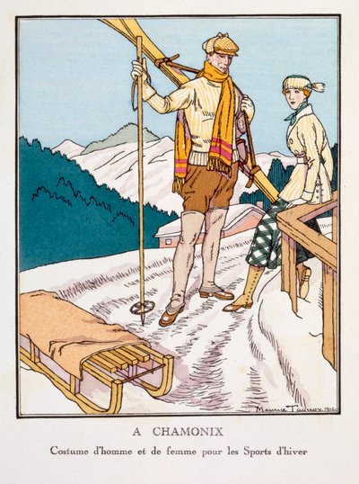 En Chamonix, lámina II de la "Gazette du Bon Ton" nº 2 de Maurice Taquoy