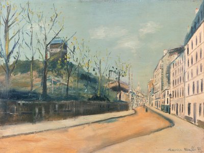 Rue Lepic, Montmartre, con el Moulin de la Galette y el Sacré-Cœur. de Maurice Utrillo