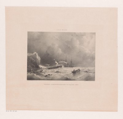 Barcos en apuros durante una tormenta en el mar de Maurits Frederik Hendrik De Haas