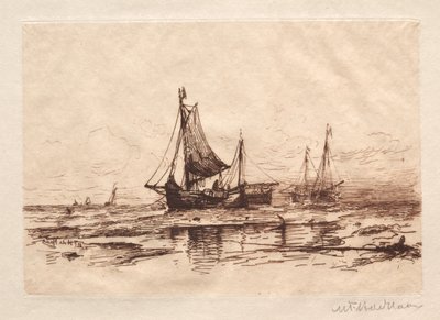Barcos de pesca en la playa de Scheveningen de Maurits Frederik Hendrik De Haas
