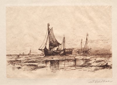 Barcos de pesca en la playa de Scheveningen de Maurits Frederik Hendrik De Haas