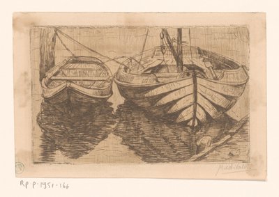 Barco de remo y velero de Maurits van der Valk (signed by artist)