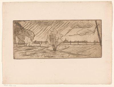 Paisaje con árboles e iglesia de Maurits van der Valk