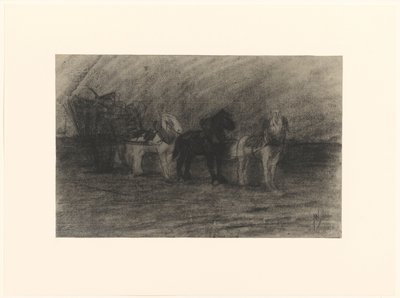 Caballos delante de un carro de Maurits van der Valk