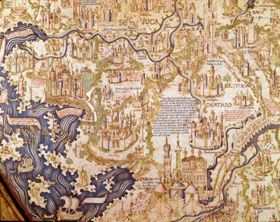 Vista de China (Cambaluc, actual Pekín) Detalle del mapamundi del hermano Maurus (Mauro) Camaldolese 1459 (mapa) de Mauro Fra