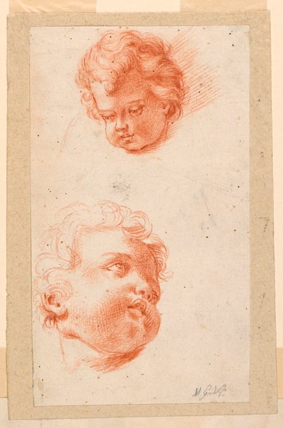 Dibujo, Estudios: Dos cabezas de niños, finales del siglo XVIII de Mauro Gandolfi