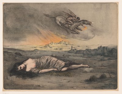 Mujer reclinada y jinete volador con antorcha de Max Alexander Alandt (signed by artist)