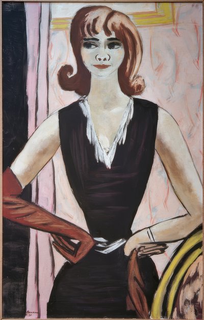 Retrato de Quappi en rosa y violeta de Max Beckmann