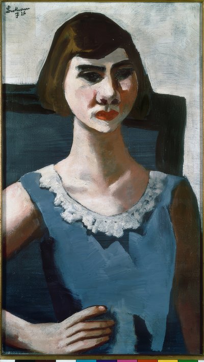 Retrato de Quappi en Azul de Max Beckmann