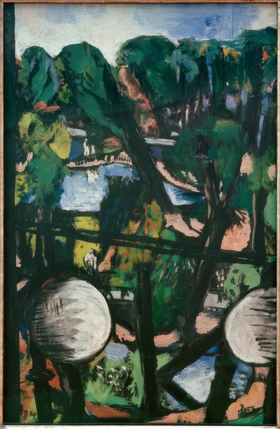 Vista del Tiergarten con esferas blancas (Imagen del parque) de Max Beckmann